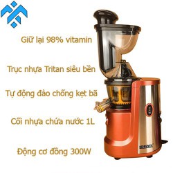 Máy ép chậm Lorente LT-2088 giữ đến 98% vitamin trong nước ép, lưới lọc tự đảo chống kẹt bã khi ép nhiều